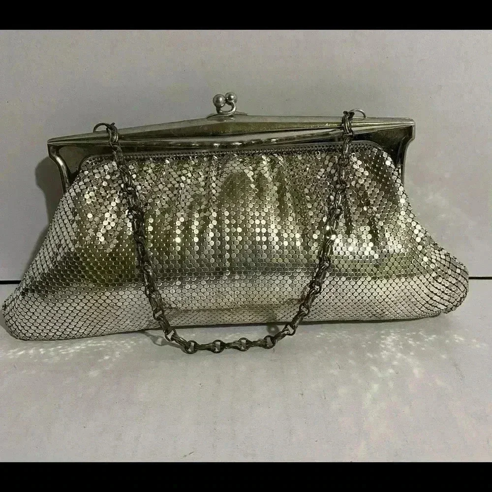 Whiting & Davis silver sequins evening bag